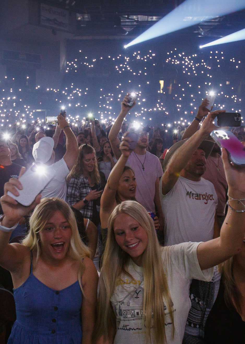 crowd with phones out