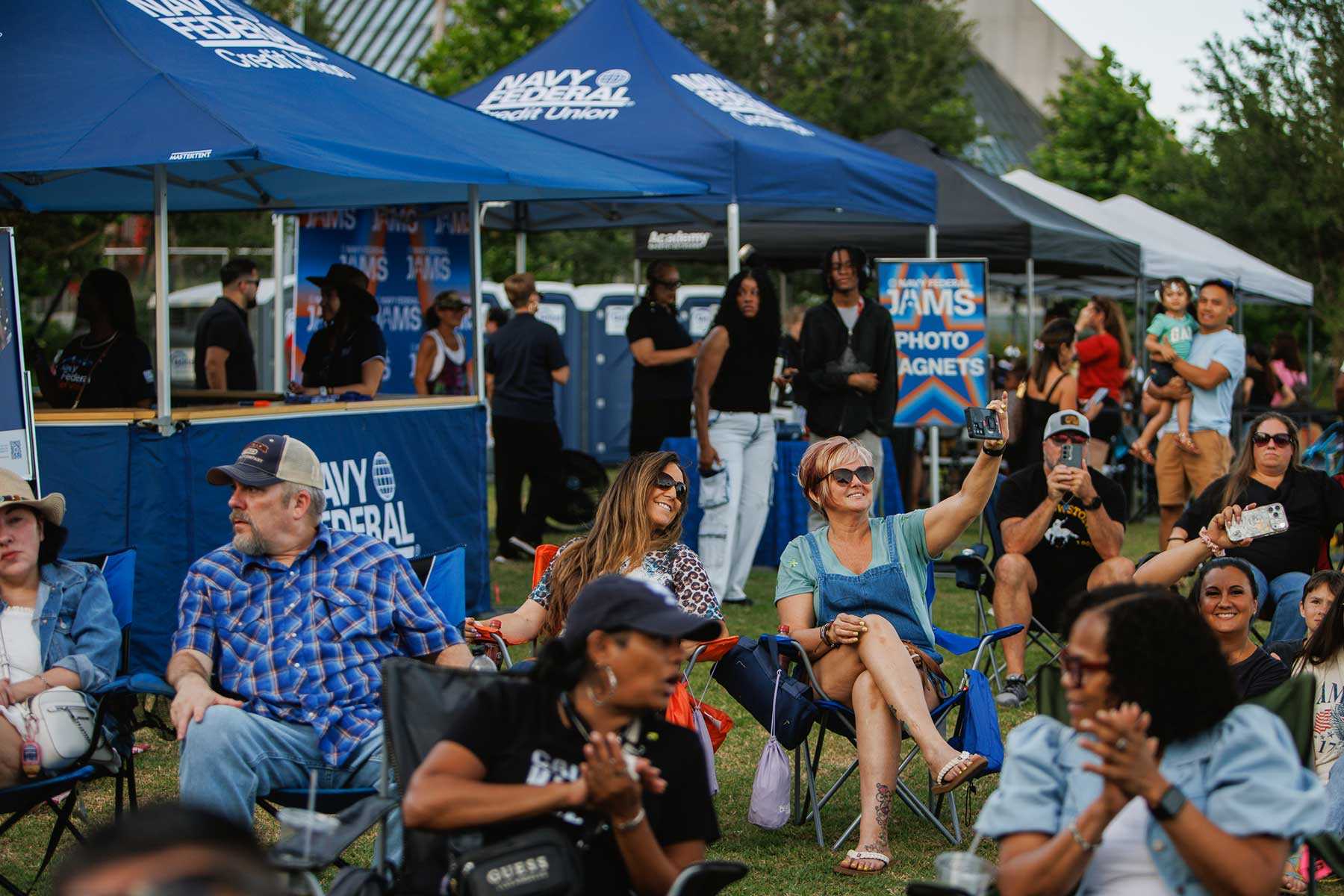 crowd relaxing